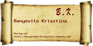 Benyovits Krisztina névjegykártya
